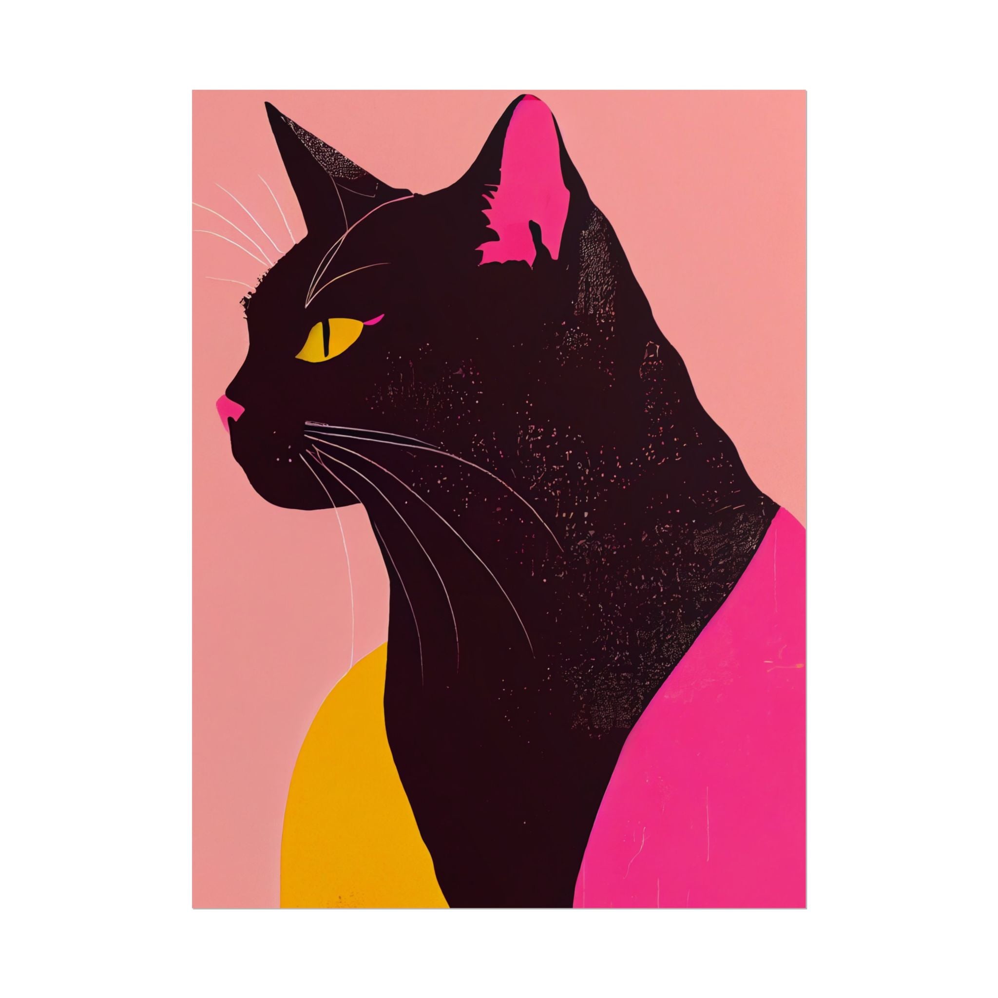 Chic Cat Art Poster, Black Cat Wall Decor, Black Cat Wall Art Poster - Bold Feline Decor for Cat Lovers, Dorm Rooms, Modern Gallery Walls