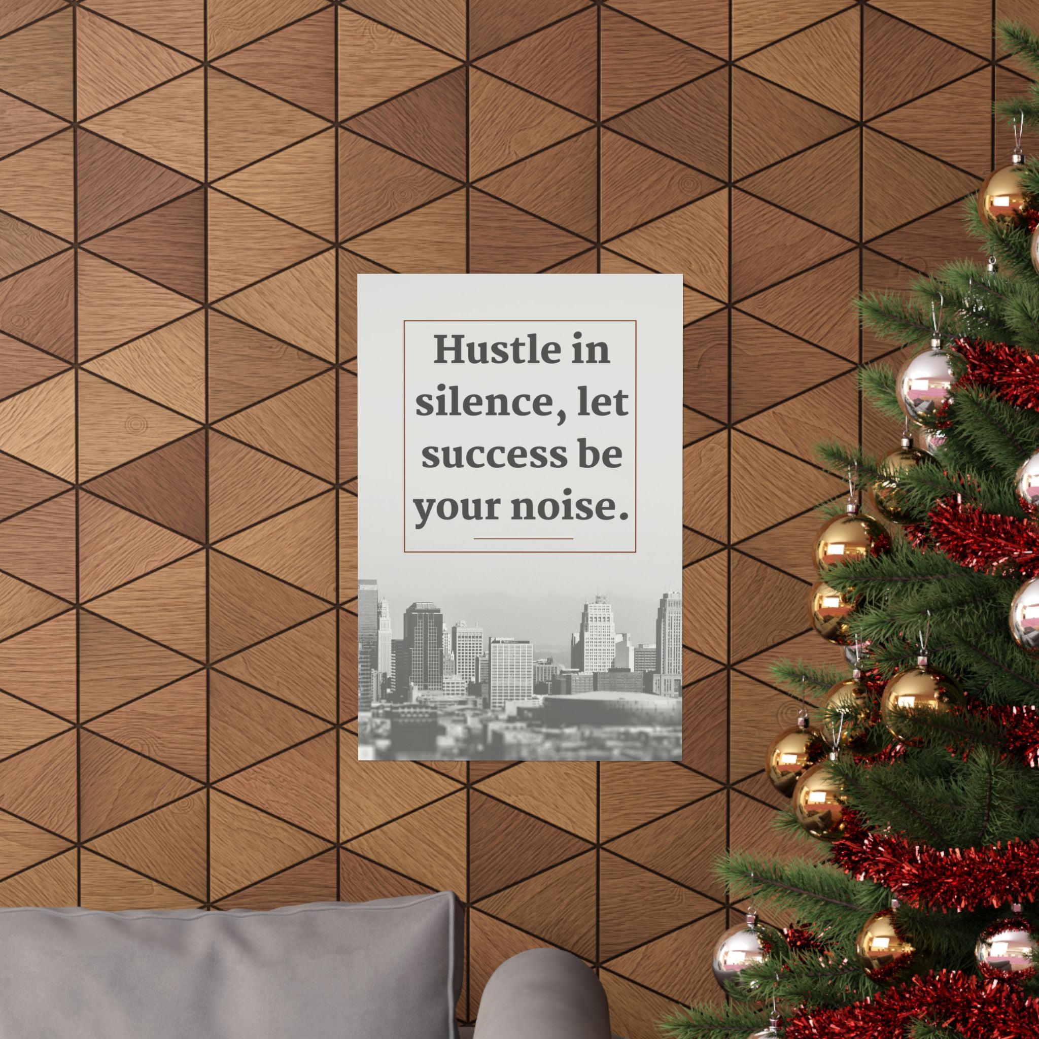Motivational Hustle in Silence Matte Vertical Poster, Inspirational Wall Art for Home & Office - Office Decor, Dorm Room Poster