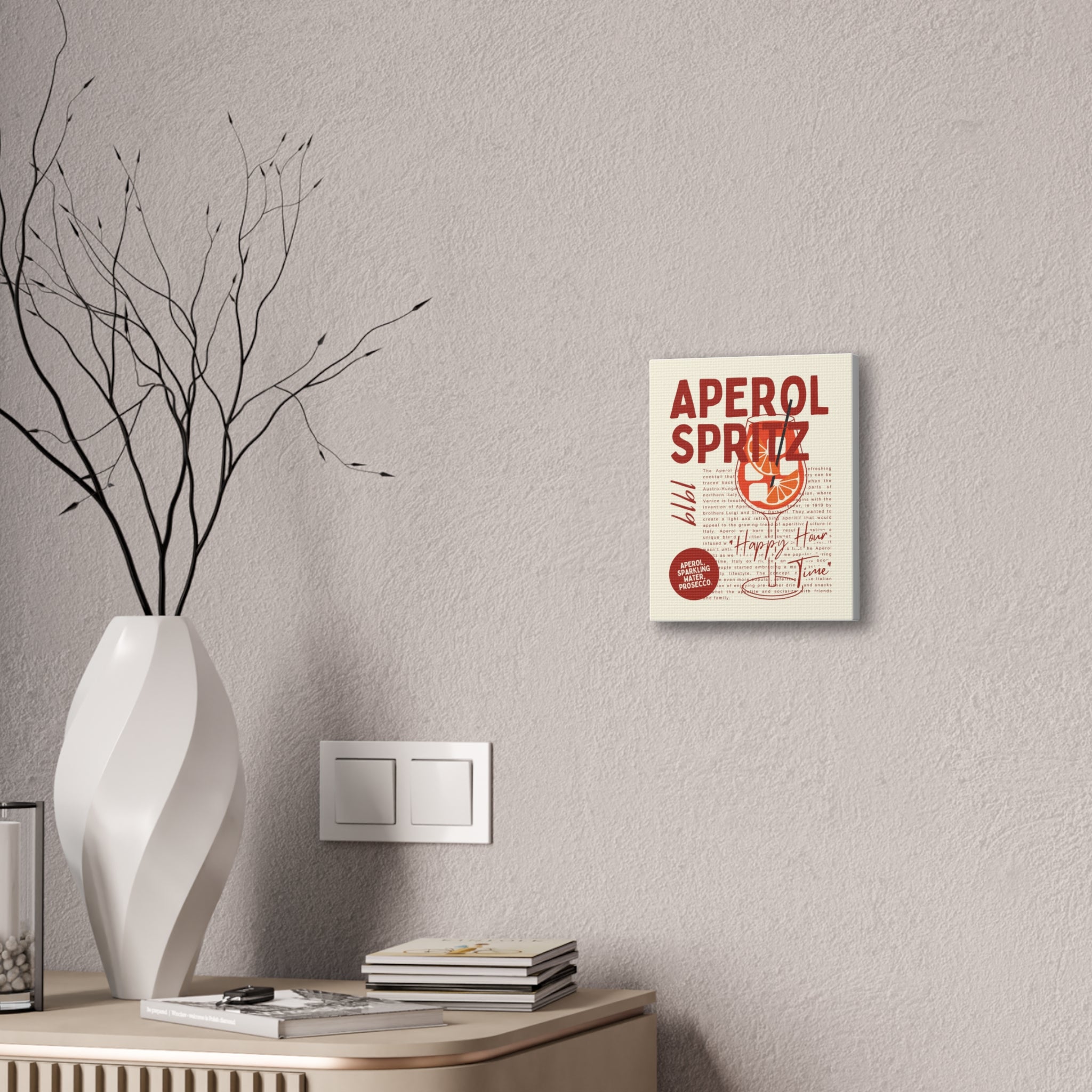 Aperol Spritz Poster Canvas Stretched | Bar Cocktail Wall Art