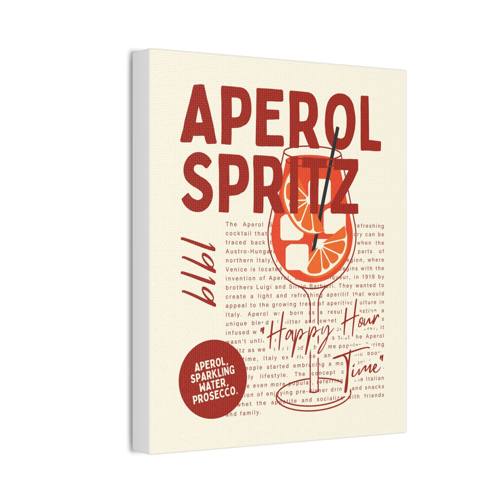 Aperol Spritz Poster Canvas Stretched | Bar Cocktail Wall Art