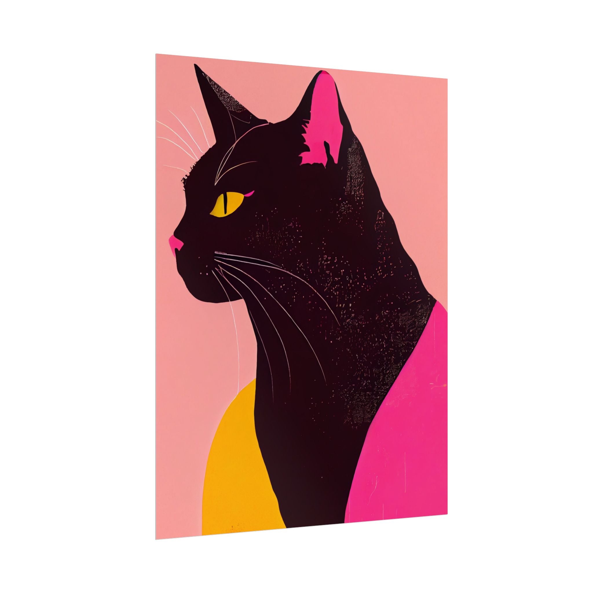 Chic Cat Art Poster, Black Cat Wall Decor, Black Cat Wall Art Poster - Bold Feline Decor for Cat Lovers, Dorm Rooms, Modern Gallery Walls