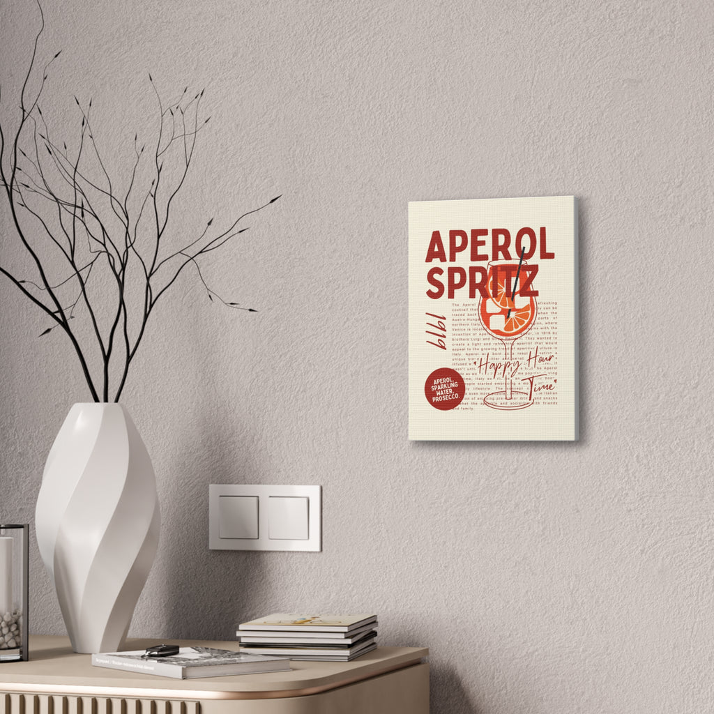 Aperol Spritz Poster Canvas Stretched | Bar Cocktail Wall Art