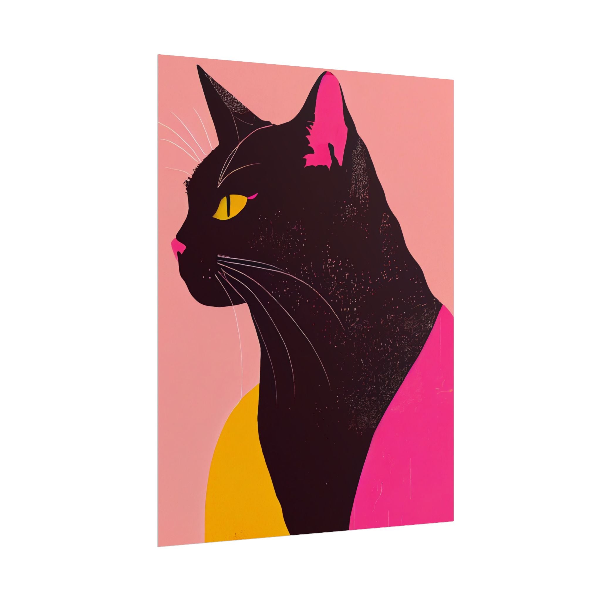 Chic Cat Art Poster, Black Cat Wall Decor, Black Cat Wall Art Poster - Bold Feline Decor for Cat Lovers, Dorm Rooms, Modern Gallery Walls