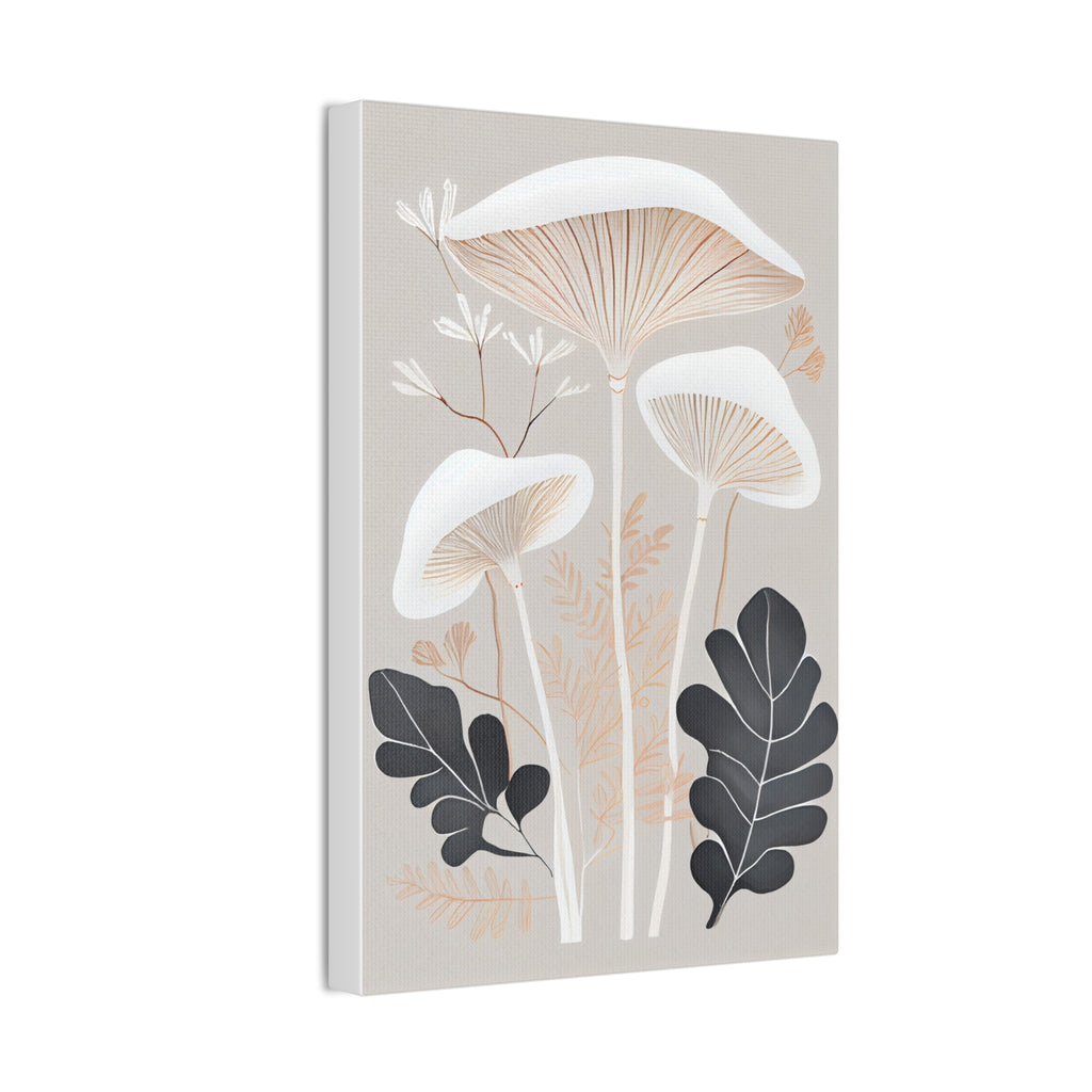 Canvas Stretched Wall Art, Botanical Mushroom Art Print on 8x12 Canvas, Nature Lover Home Decor, Botanical Artwork, Mushroom Wall Decor