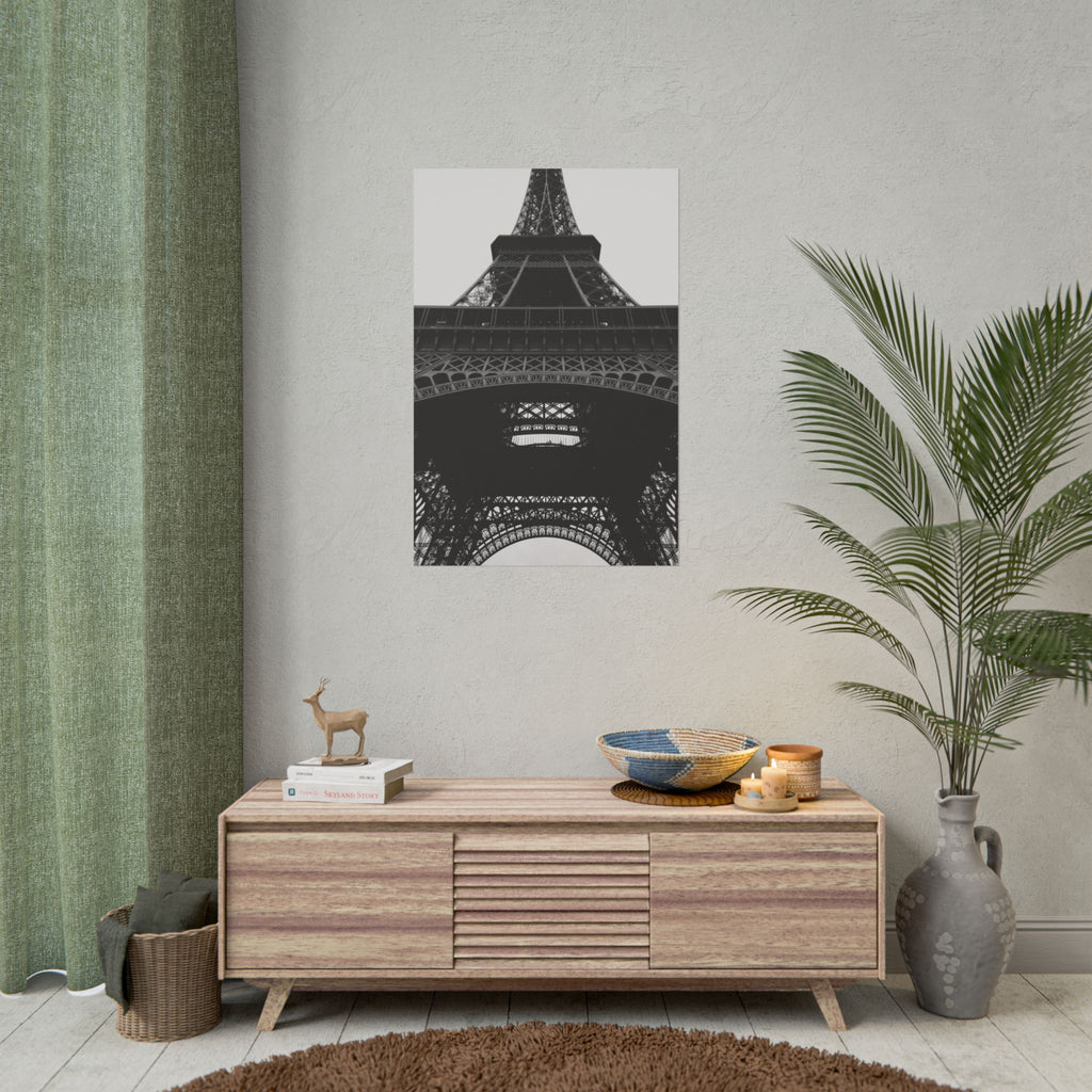 Paris Eiffel Tower Art Poster - Black & White Giclée Print | Modern Architecture Wall Art in Multiple Sizes
