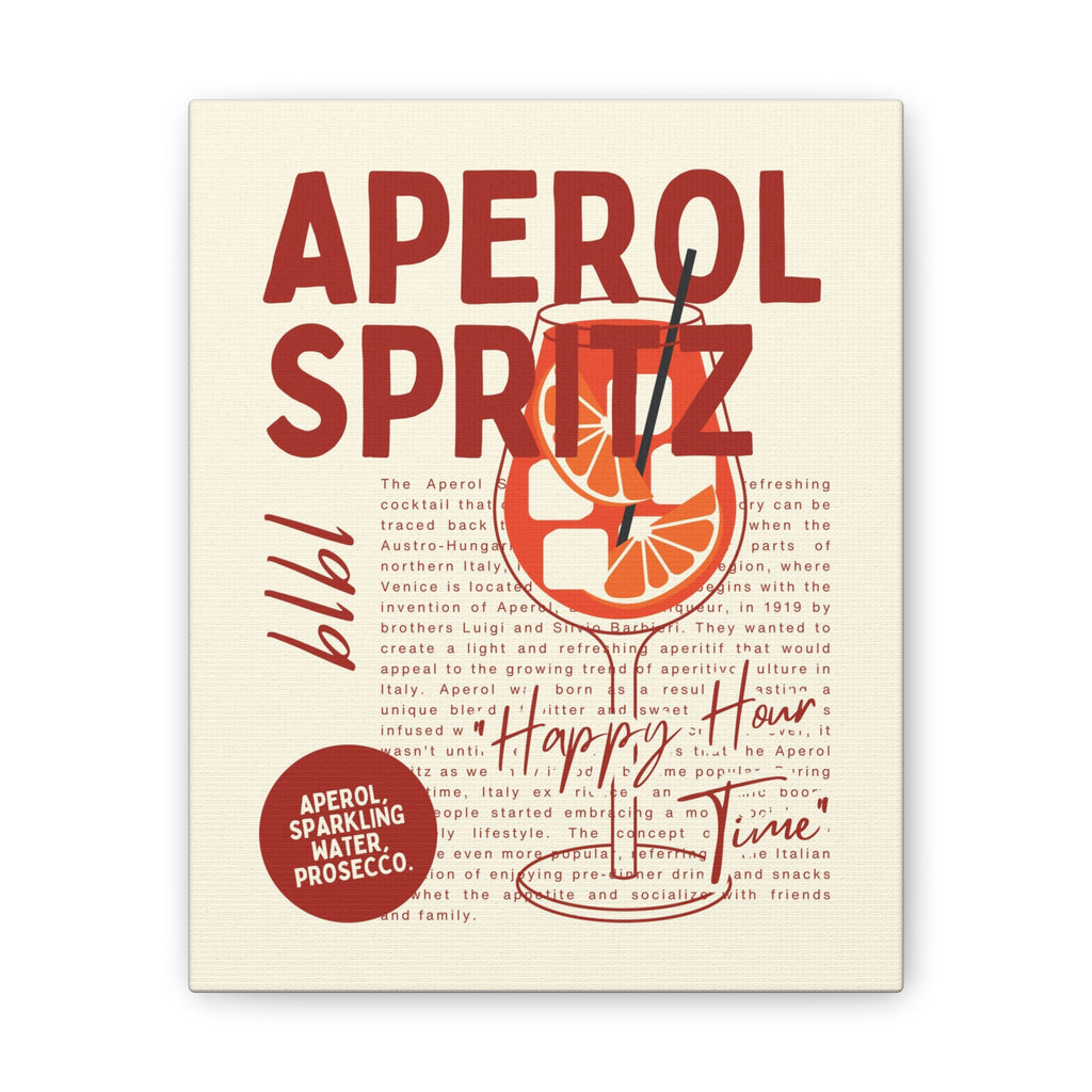 Aperol Spritz Poster Canvas Stretched | Bar Cocktail Wall Art